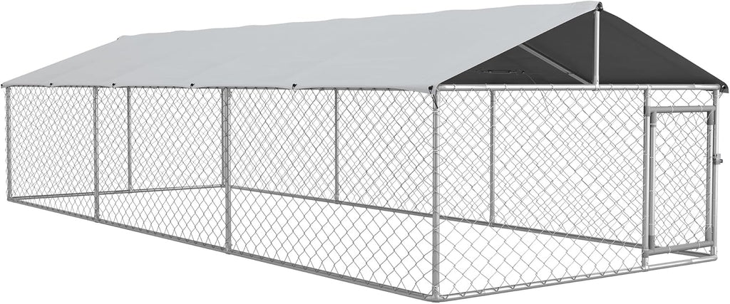 Large Heavy Duty Dog Kennel with Waterproof Cover, 19.7' x 7.5' x 4.9' C8184
