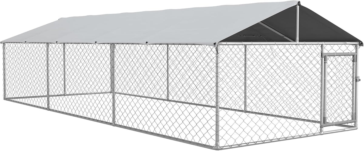Large Heavy Duty Dog Kennel with Waterproof Cover, 19.7' x 7.5' x 4.9' C8184