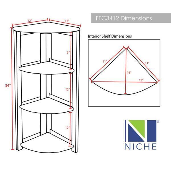 Medium Oak Wood 3-Shelf Foldable Corner Bookcase Y136