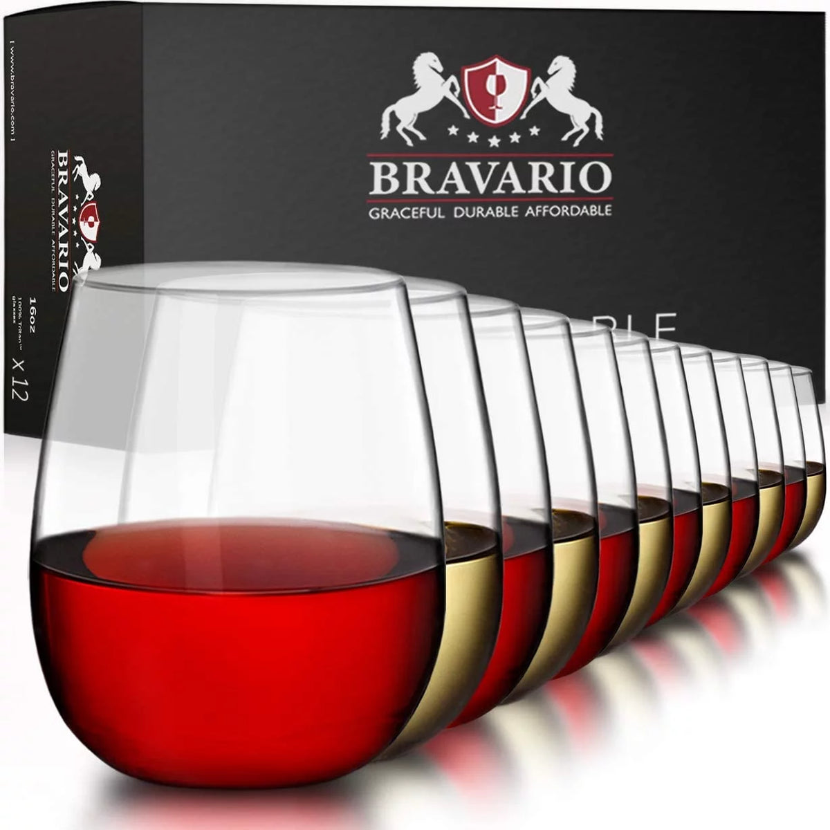 16 oz BPA-Free Stemless Plastic Wine Glasses Set of 12 O9308