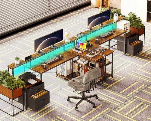 Black L Shaped Computer Desk with File Drawer G5330
