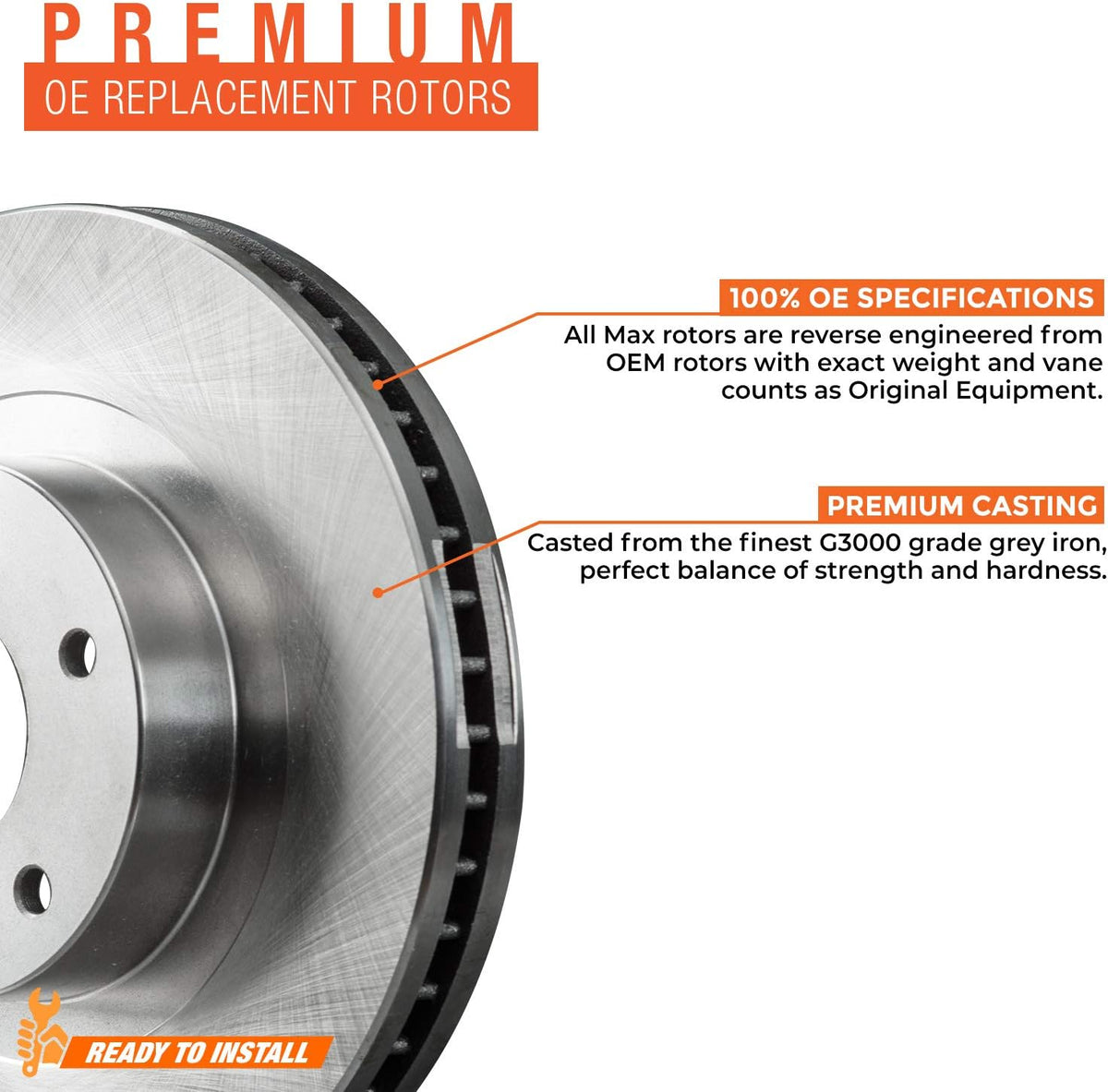 Max Brakes Premium OE Rotors with Carbon Ceramic Pads R444956