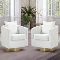 White Set of 2 Swivel Teddy Fabric Accent Chairs V108922