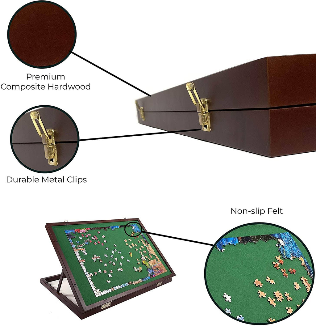 Adjustable Wooden Jigsaw Puzzle Table with Felt Mat 32” x 22” U284850