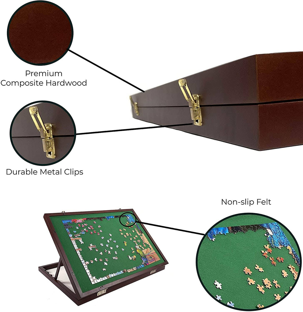 Adjustable Wooden Jigsaw Puzzle Table with Felt Mat 32” x 22” U284850