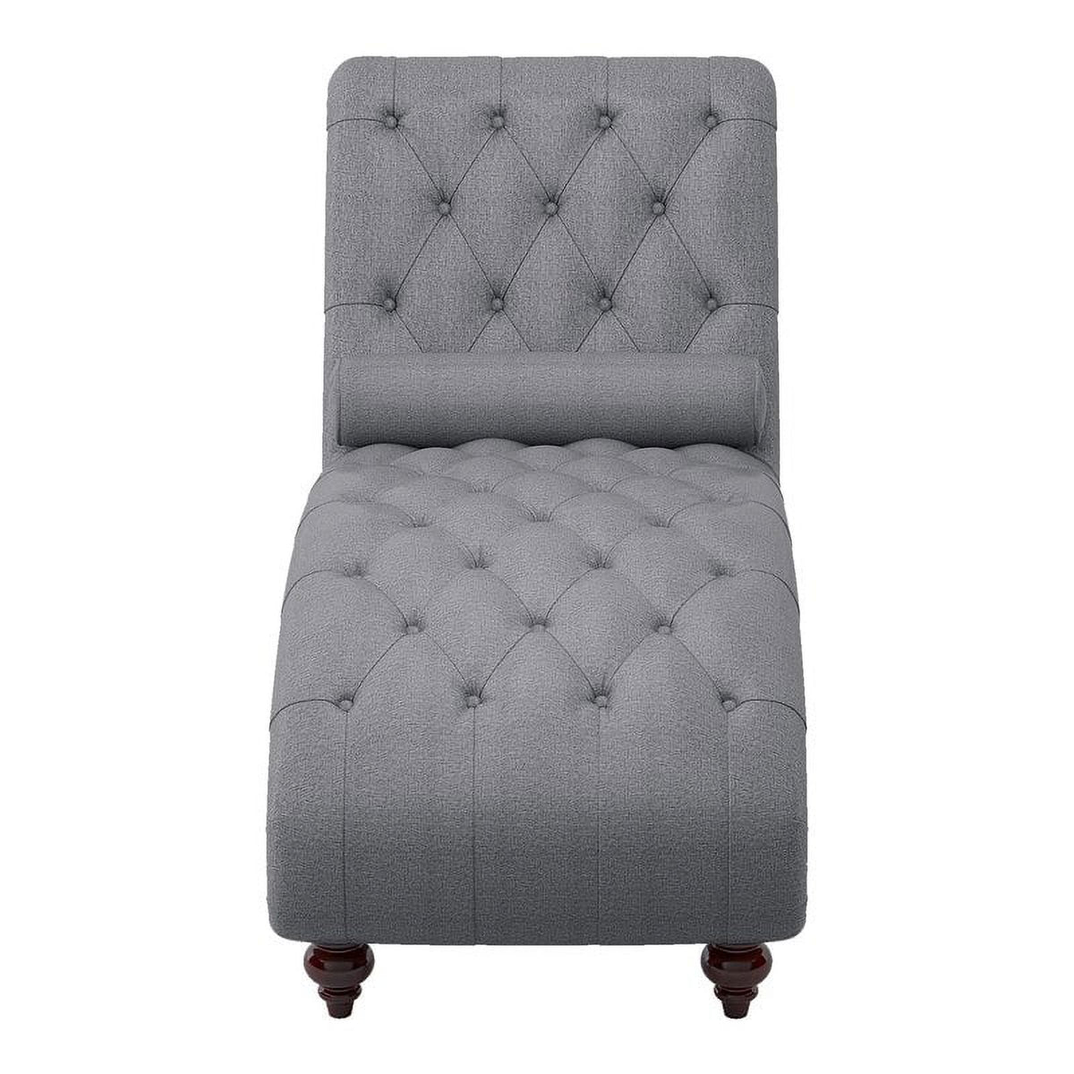 Dark Gray Wood & Fabric Chaise with 1 Bolster Pillow F2263