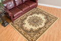 Traditional Oriental Area Rug with Center Medallion 7' 10" x 10' 6" Ivory T504