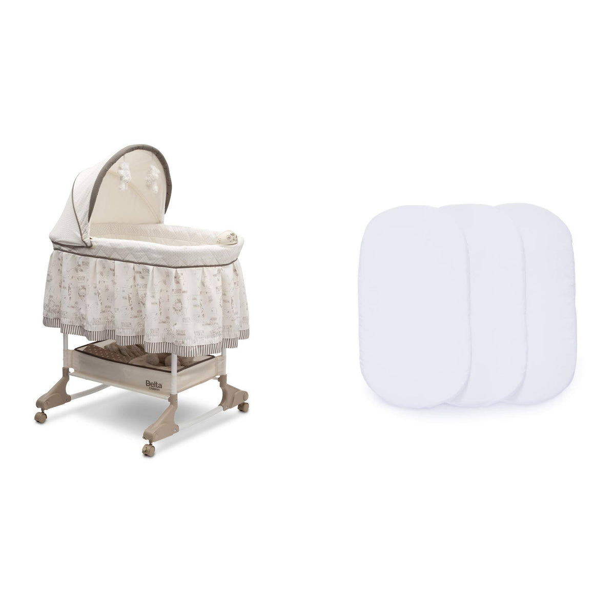 White Fitted Bassinet Sheets 2 Pack U912