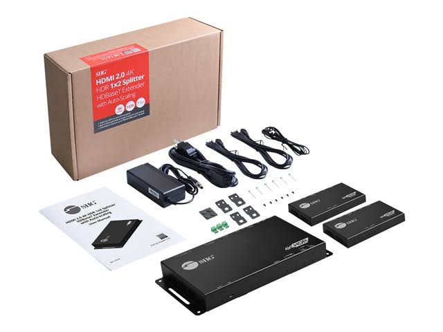 HDMI 2.0 4K HDR 1x2 Splitter HDBaseT Extender with Auto-scaling W53402