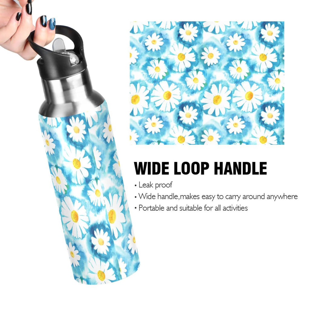 Blue Stainless Steel Insulated Water Bottle with Straw Lid Z2729