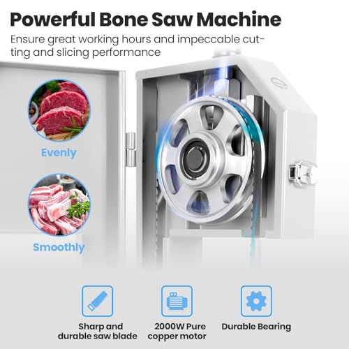 18x14" Stainless Steel Worktable Electric Bone Saw Machine with 8 Blades V9699