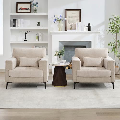 Oversized Green Chenille Armchair with Metal Legs B71509