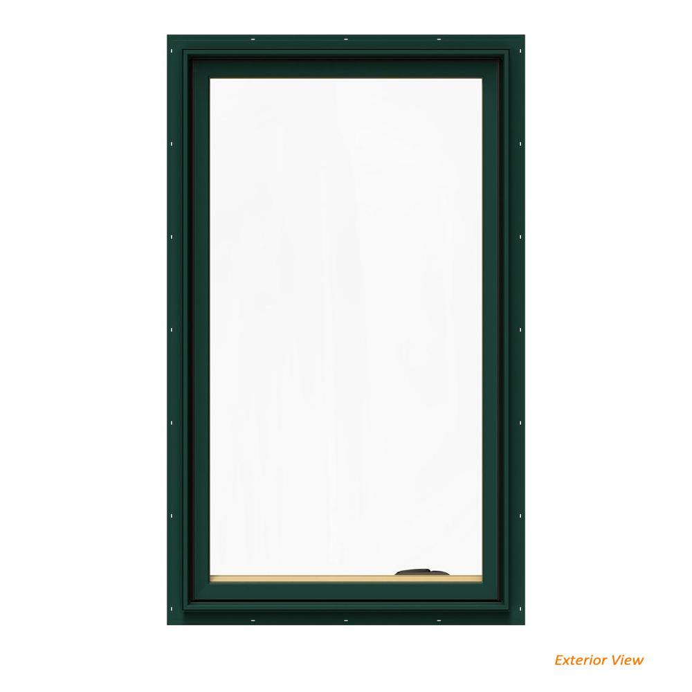 24.75 in. x 48.75 in. Green Painted Clad Wood Casement Window with Mesh Screen E537411
