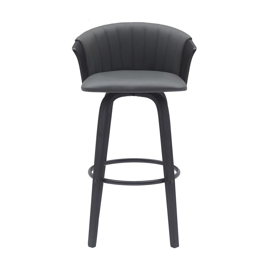 Black Faux Leather Swivel Barstool Chair Y202
