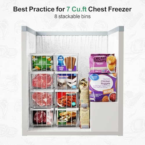 4 Pack Small Stackable Black Freezer Organizer Bins K945