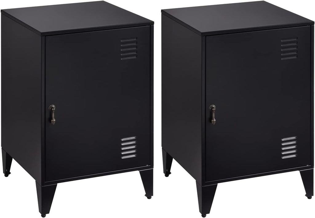 Black Metal Night Stands Set of 2 with 1 Door T29616