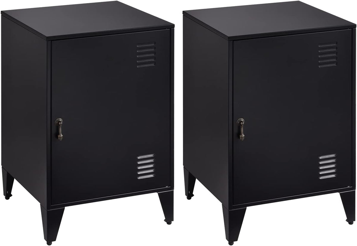 Black Metal Night Stands Set of 2 with 1 Door T29616