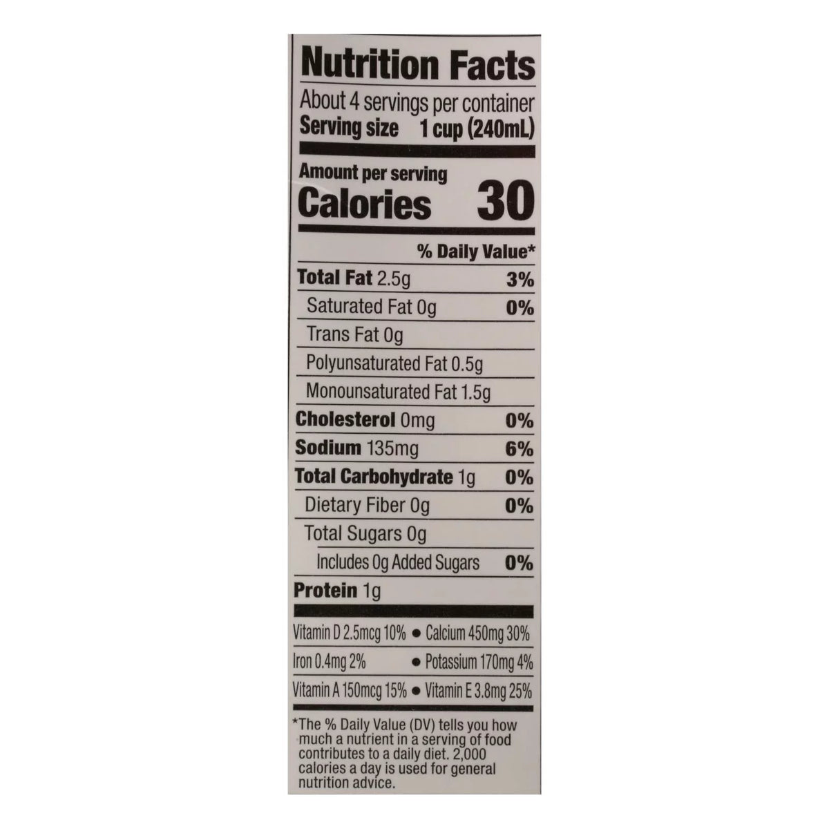 Unsweetened Vanilla Almond Milk - Case of 6 - 32 Fl oz. W36230