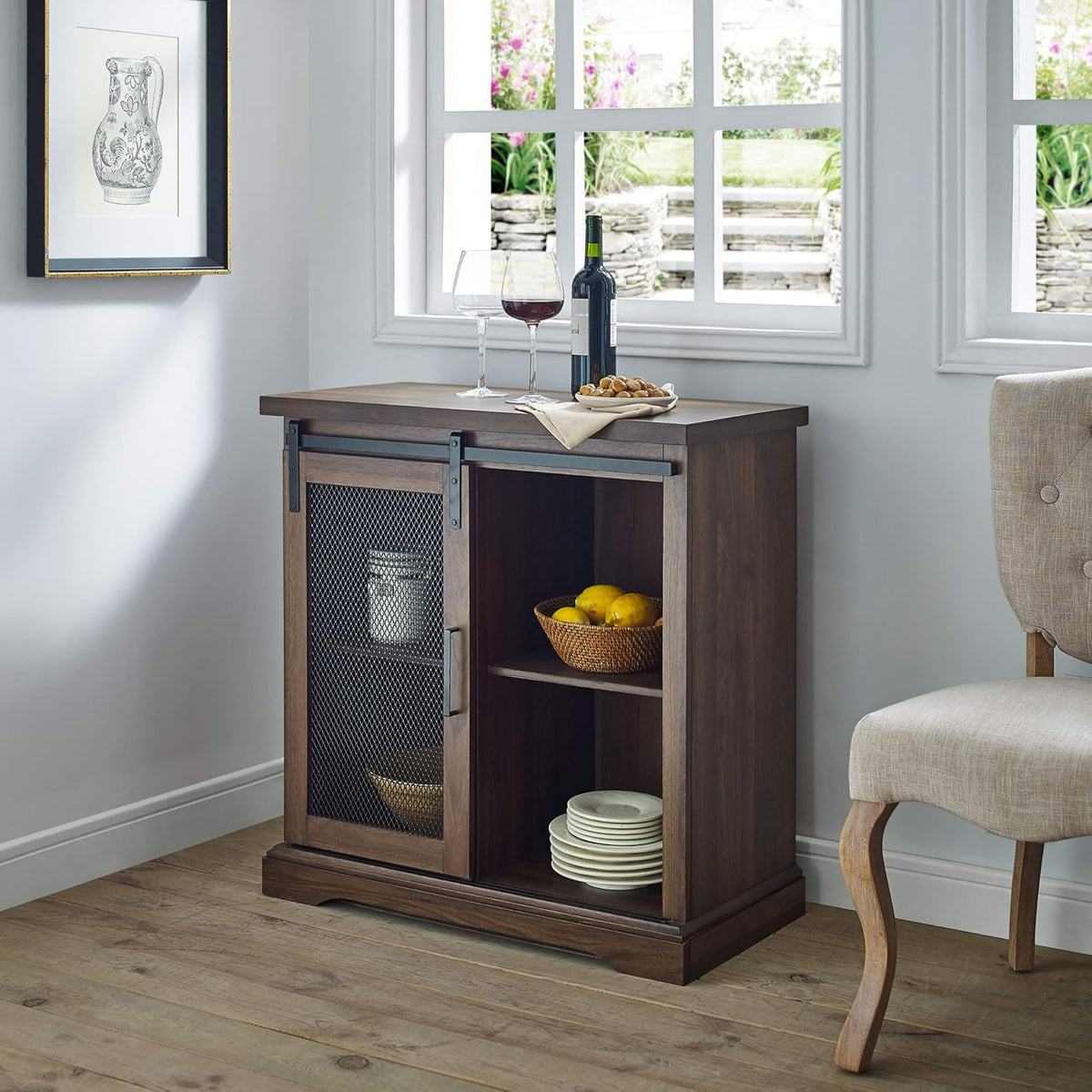 32 Inch White Oak Storage Cabinet J211515