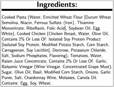 Chicken Margherita with Balsamic, 9.5 Ounce, 8 per Case I30581
