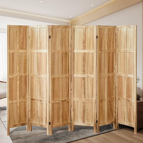 Wood 4 Panel Room Divider, 5.6 FT Tall Folding Privacy Screen N9182