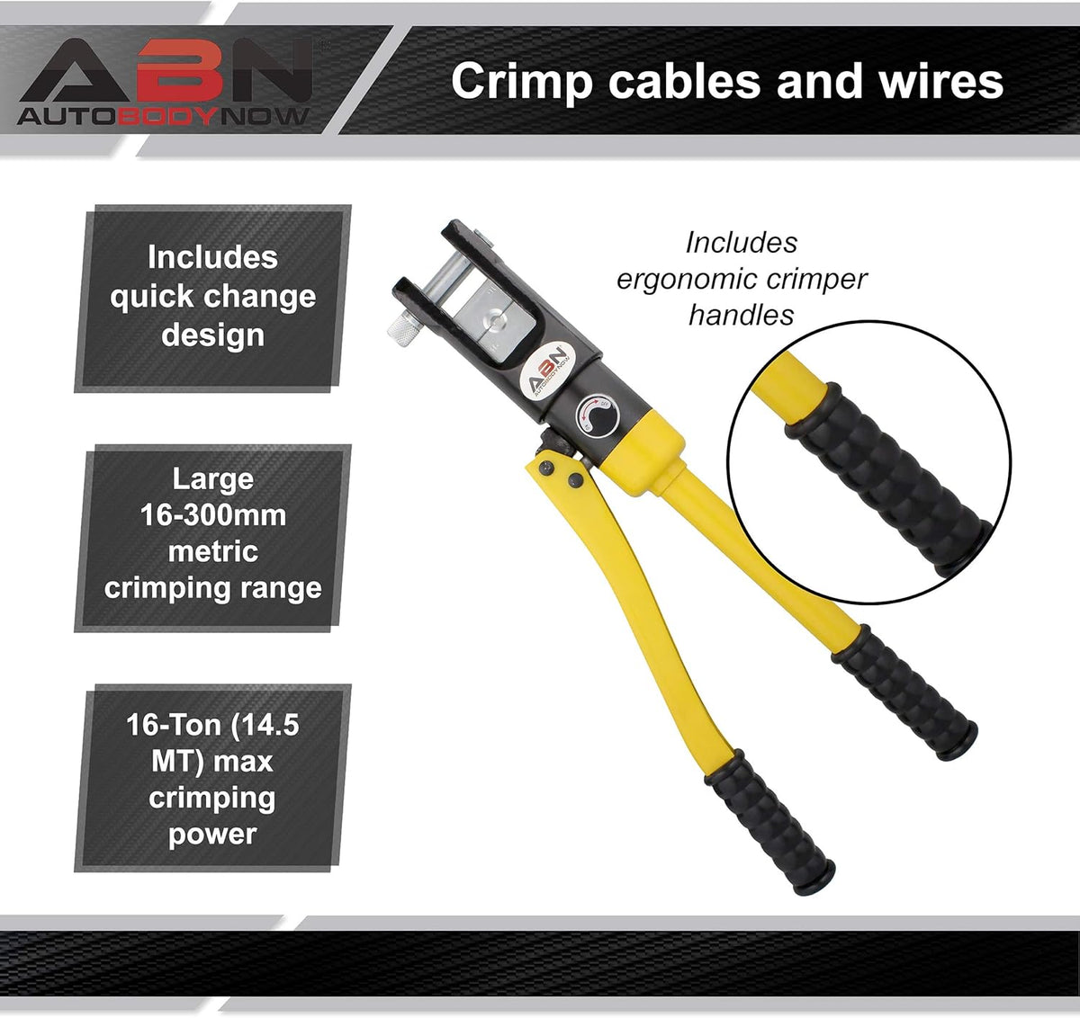16 Ton Hydraulic Cable Crimper with 11 Crimper Dies J10880
