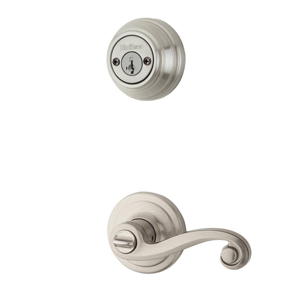 Left Hand Lido Lever Interior Double Cylinder Handleset Trim SmartKey Satin Nickel Finish N163878