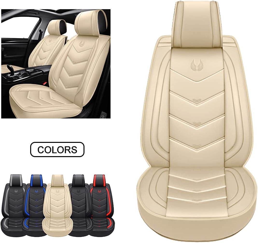 Black Faux Leather Car Seat Covers Full Set D119