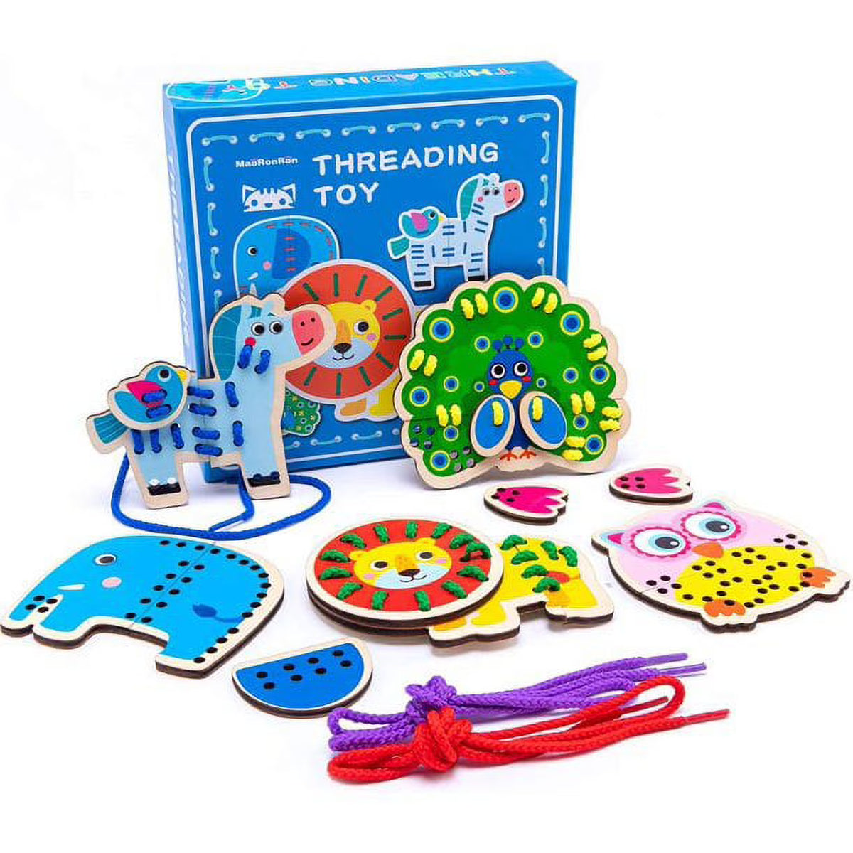 5 Pack Wooden Lacing Cards Montessori Sewing Toys P922278