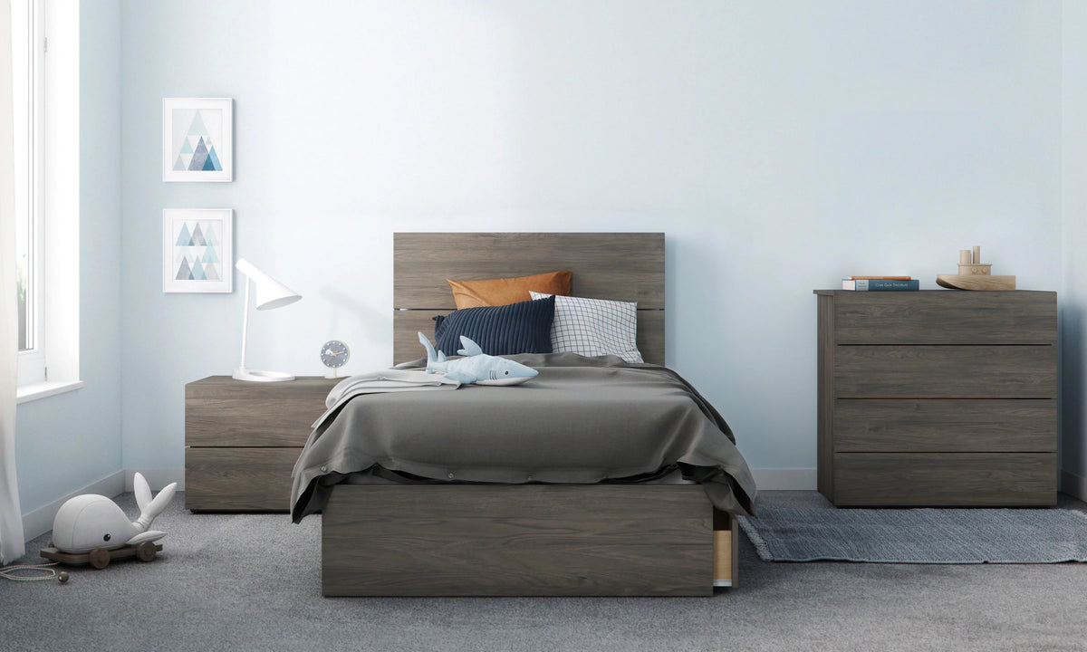 Twin Size Storage Wood Bed Frame with 3 Drawers S962357