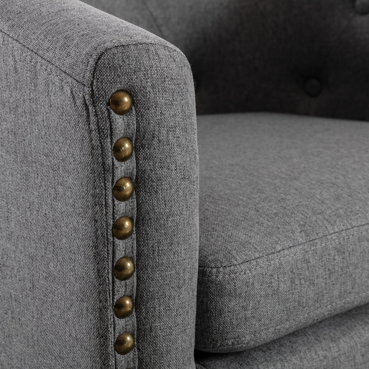 Linen Fabric Tufted Barrel Chair V798
