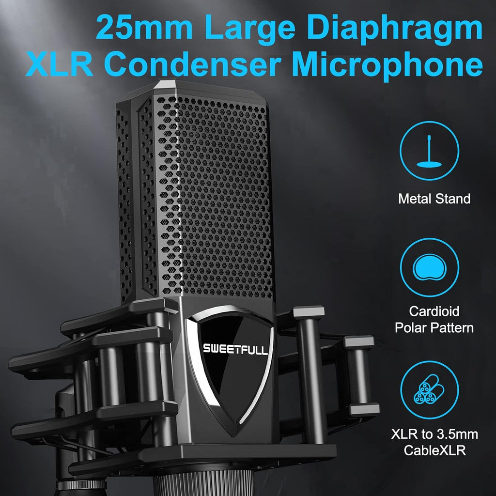 Podcast Equipment Bundle Audio Interface with DJ Mixer Sound Card I57048