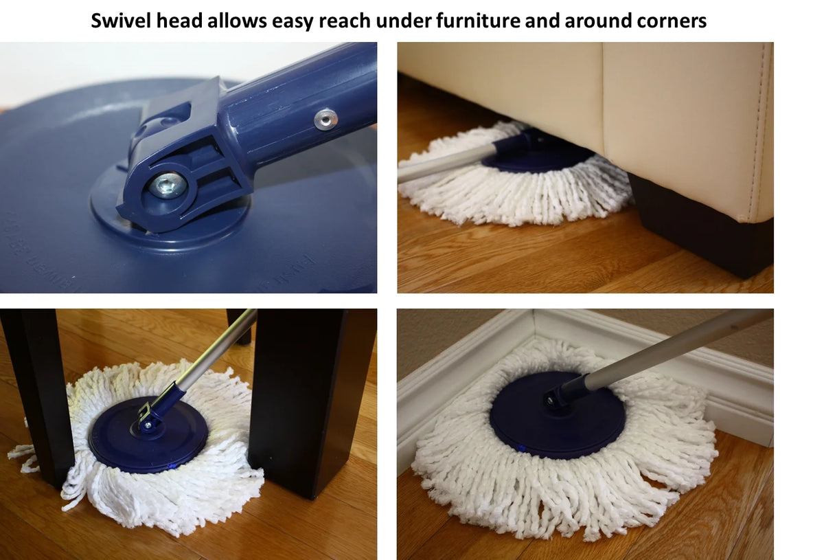 Hand Push Spin Mop with 2 Microfiber Mop Heads D58194