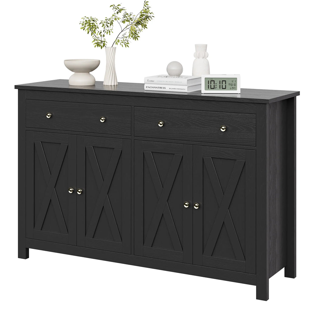 White 4-Doors 2-Drawers Wood Storage Cabinet D22991