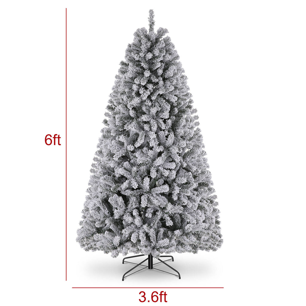 Flocked Artificial Christmas Tree 6 ft with 733 Branches Metal Base G56534