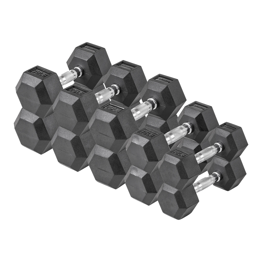 150 lb Hex Rubber Dumbbell Set S4941