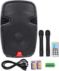 12" Rechargeable Powered 600W PA Speaker with 2 Mics and Bluetooth K82652