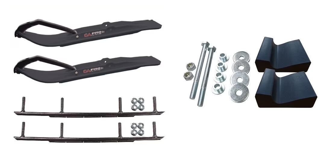 Black XT Snowmobile Skis with 10" Round Bars Complete Kit M475205