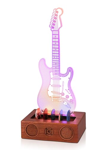 Acrylic Light Up Guitar Pick Holder with Wooden Base N1230