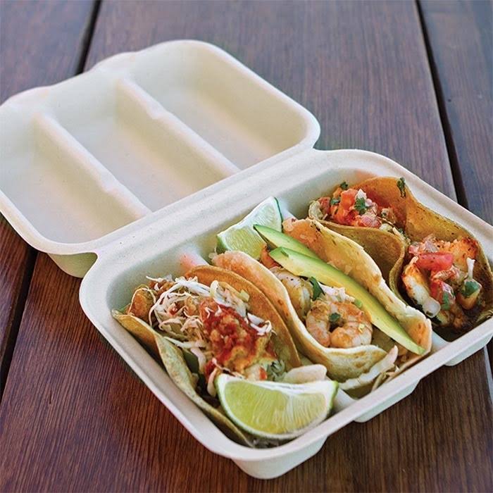 Triple Compartment Taco Take-Out Container, 8x7x3 inch, Unbleached, 300 per Case H331439