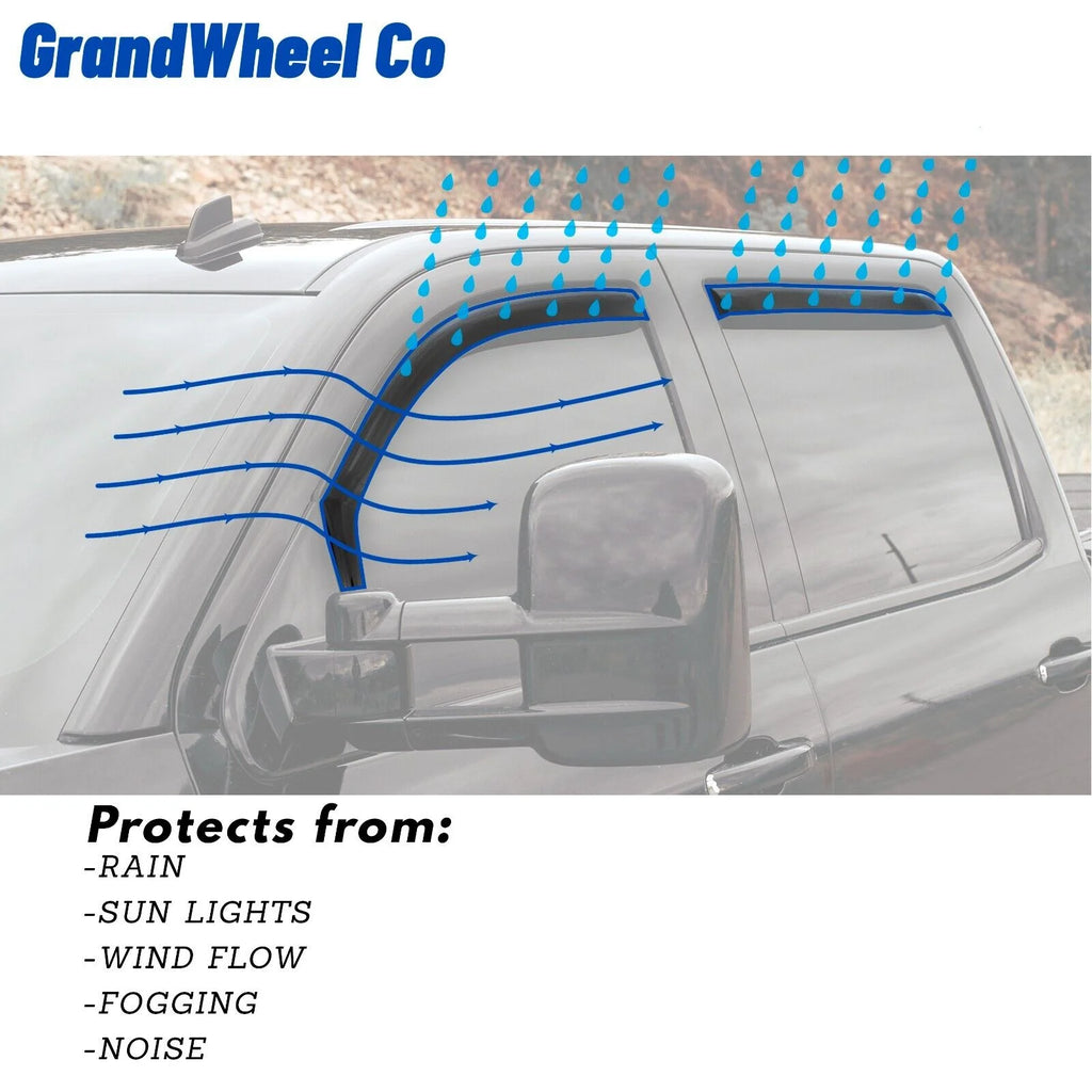 Smoke Tinted In-channel Side Window Vent Visor Deflectors Rain Guards 4 pcs T951620