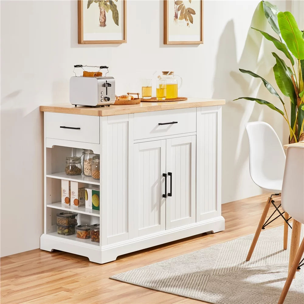 White Wooden Kitchen Island Storage Cabinet with Drawer L832