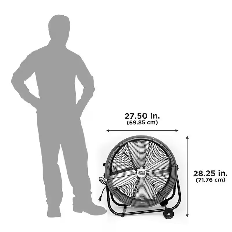 2 Fan Speeds Drum Fan in Red with Snap-On Wheels Z395
