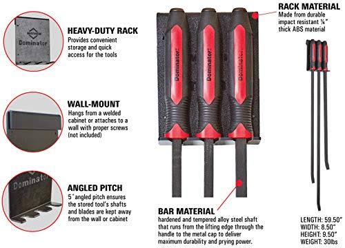 3-Piece HD Pry Bar Set and Rack S6719