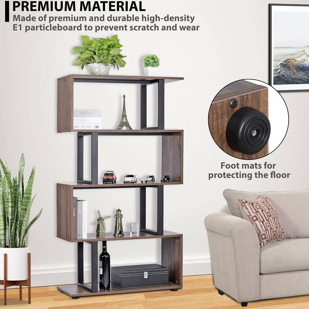 5-Tier S-Shaped Industrial Bookcase E86362