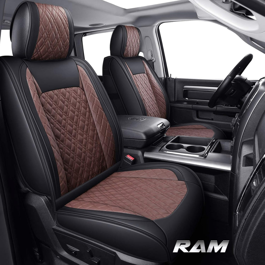 Black-Brown 2 Pc Front Car Seat Covers J906819