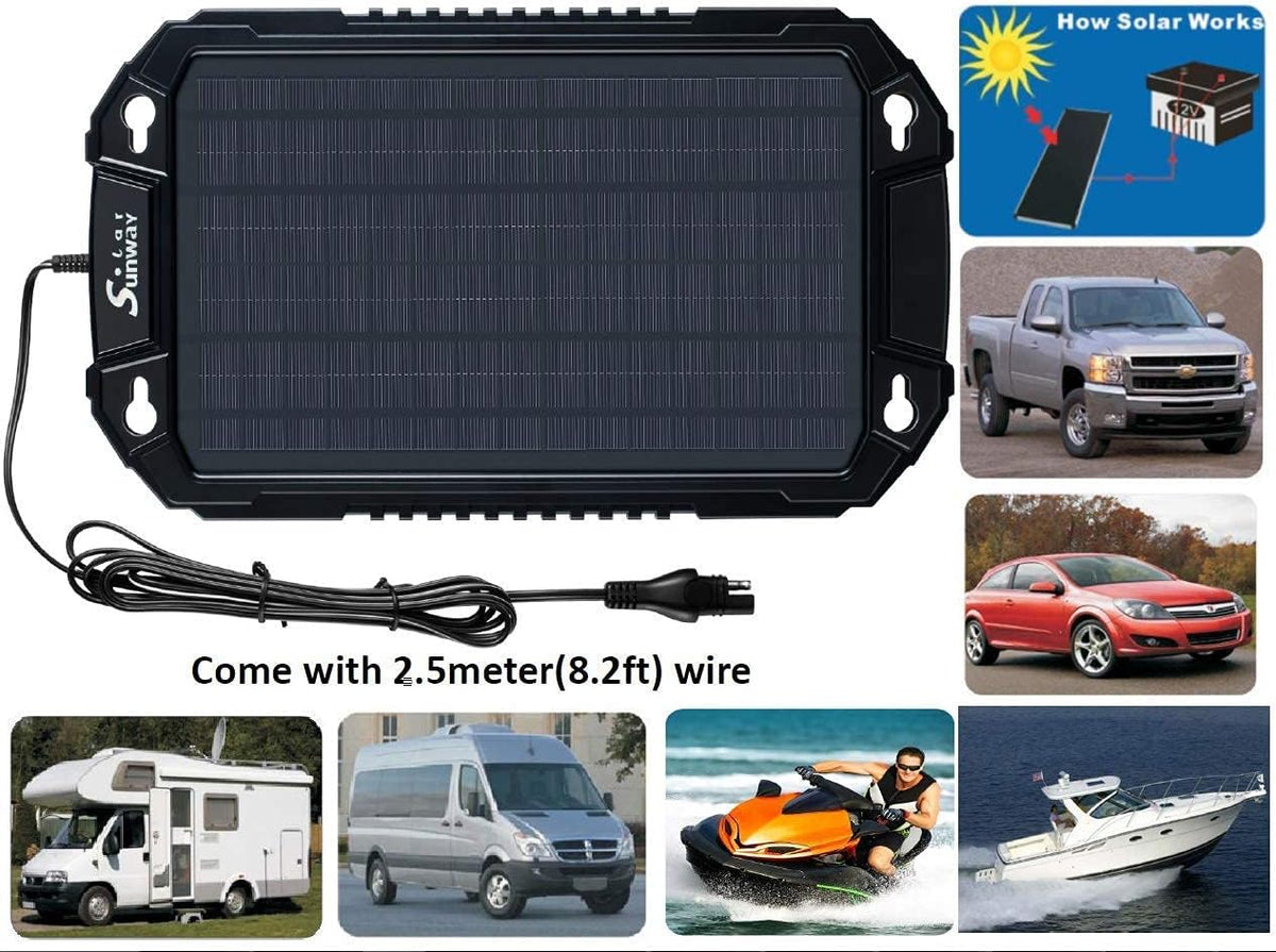 12V 8W Portable Waterproof Solar Car Battery Trickle Charger J953113