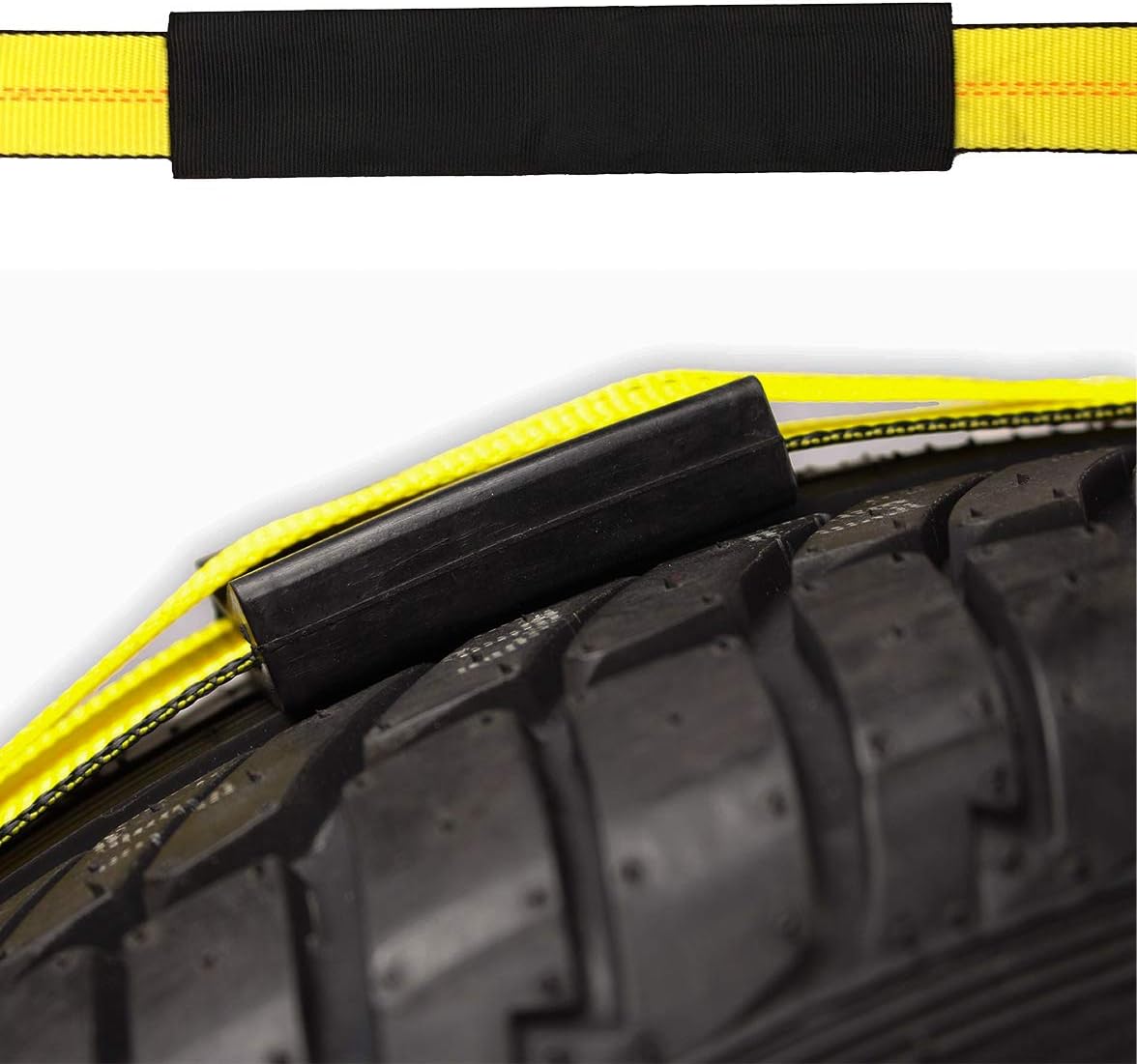 4 Wheel Straps with E-Track Fittings and 3 Rubber Blocks, 11’ x 2” Ratchet Strap, Pack of 2 P21835