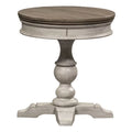Off White Wood Round Pedestal Side Table Q39242