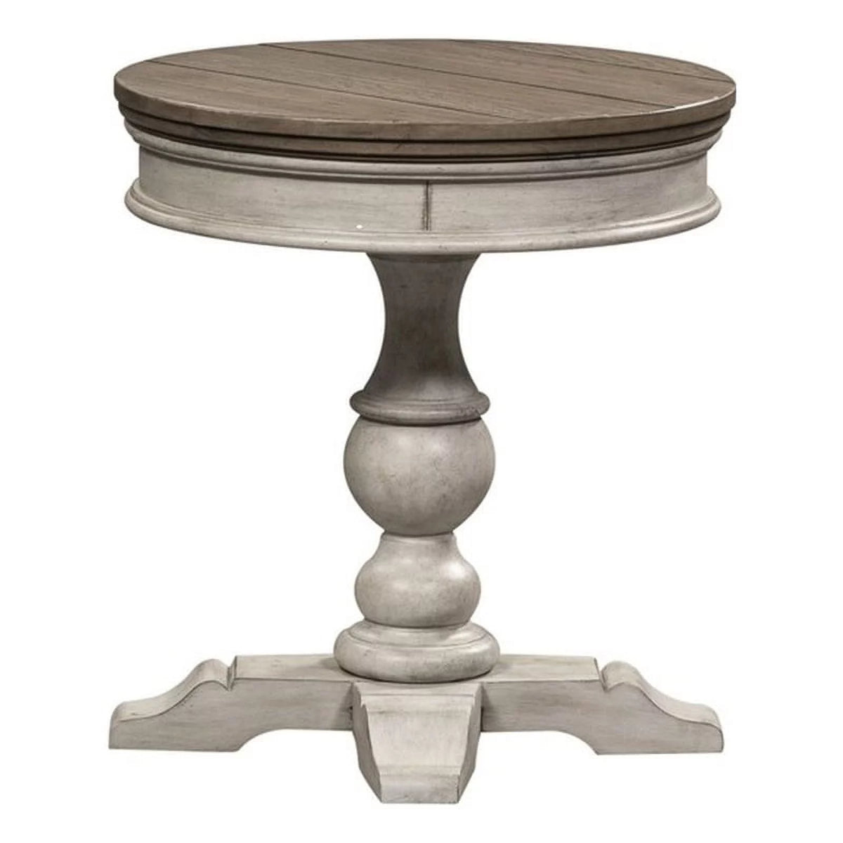 Off White Wood Round Pedestal Side Table Q39242